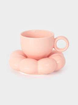 Чайная пара «Облако», 2 предмета: блюдце 14×3 см, чашка 220 мл, 12×8.5×7 см, керамика, розовая