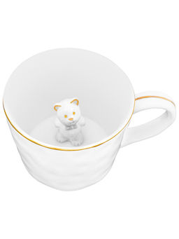 Кружка 300 мл 14*10*7,5 см "Медвежонок" с фигуркой внутри, белый с золотом, фарфор