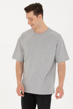 U. S. Polo Assn Мужская серая меланжевая комфортная длинная футболка с круглым вырезом - U.s. polo assn фото 3