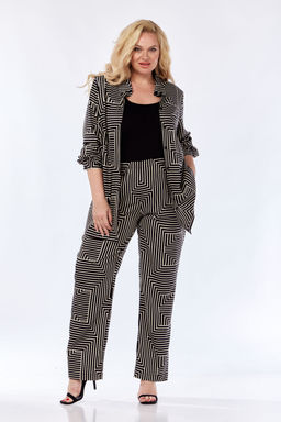 Костюм Элль стиль 2299 бежевый/черный принт  фото 8