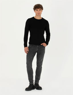 Siyah Slim Fit Bisiklet Yaka Triko Kazak - Pierre cardin фото 4