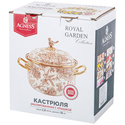 КАСТРЮЛЯ ЭМАЛИРОВАННАЯ AGNESS С КРЫШКОЙ, СЕРИЯ IRISES 2,8Л, ДИА.18СМ ПОДХОДИТ ДЛЯ ИНДУК.ПЛ фото 2