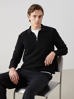 Polo Yaka Uzun Kollu Erkek Triko Kazak