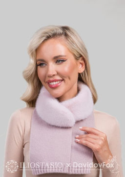 Шарф-воротник экомех розовый жемчуг