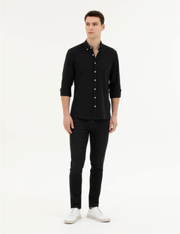 Siyah Slim Fit Uzun Kollu G_mlek - Pierre cardin фото 4