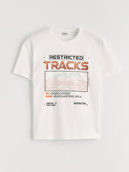 Bisiklet Yaka Bask?l? Erkek ?ocuk Ti??rt