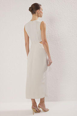 TRENDYOLMILLA Yag Yesili A Kesim Cut Out ve Aksesuar Detayl? Maxi Dokuma Krep Elbise TWOSS25EL00017 фото 4