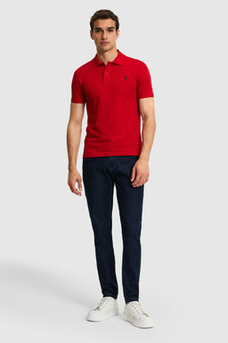 Erkek Slim Fit Fit Polo Yaka K_rm_z_ Basic Ti__rt