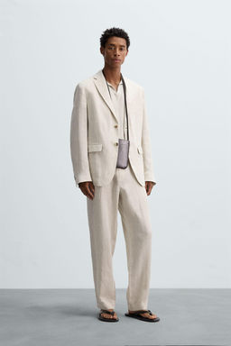 100% LINEN SUIT TROUSERS - Zara фото 11