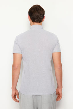 Beyaz Regular/Normal Kesim Dokulu Polo Yaka T-shirt TMNSS24PO00038