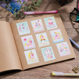 Цена за 10 шт. Наклейки бумажные Единороги, c раскраской на обороте, 11 15,5 см - Арт узор фото 5