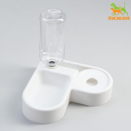 Миска двойная с автопоилкой (съёмная бутылка) 28 х 23 х 20,5 см, белая