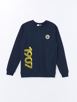 Bisiklet Yaka Fenerbah?e Bask?l? Uzun Kollu Erkek ?ocuk Sweatshirt