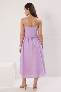 TRENDYOLMILLA Ekru Cicekli A Kesim Astarl? Midi Dokuma Elbise TWOSS25EL00524  фото 4