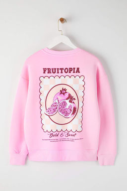 Ac?k Pembe S?rt ve On Meyve Bask?l? Oversize/Genis Kesim Orme Sweatshirt TWOAW26SW00128 - Trendyolmilla фото 8