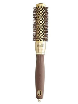 Olivia Garden Термобрашинг для укладки волос / Expert Blowout Shine Wavy Bristles Gold & Brown, 25 мм, коричневый
