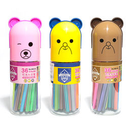 Фломастеры 36 цветов Мишка, в тубусе с ручкой, вентилируемый колпачок