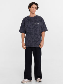 Футболка мужская серая с принтом и надписью "Rebel soul" миллитари варка на стали 111883