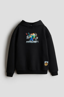 Printed brushed-inside hoodie