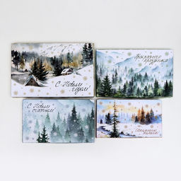 Набор подарочных новогодних коробок 4 в 1 «Зимние чудеса», 30×20×8 - 24×14×5 см