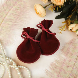 Цена за 100 шт. Мешочек бархатный, 7×9 см, (размер полезной части 7×6 см,), бордовый