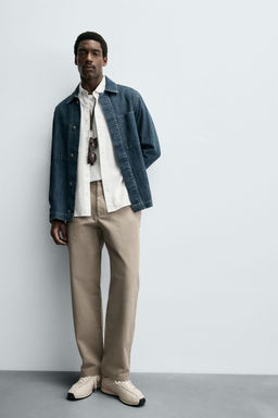 TEXTURED STRAIGHT-LEG TROUSERS