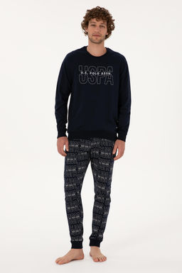 Erkek Lacivert Pijama Tak_m_ Sepette S_rpriz _ndirim