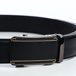 Ремень мужской, 120×3.6 см, пряжка автомат, регулируемая длина, чёрный