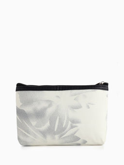 Косметичка на молнии плоская, с принтом, белая