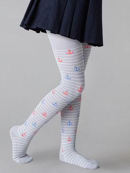(Omsa) Collant 13P62-2 с рисунком (якорь на полосках) grigio chiaro