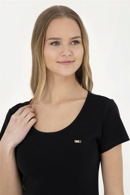 Женское черное трикотажное платье - U.s. polo assn фото 3