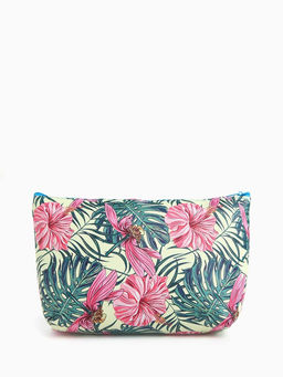 Косметичка на молнии простая, с рисунком, жёлтая/разноцветная