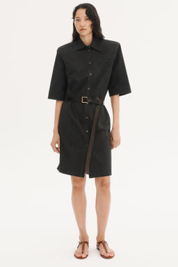 VESTIDO CAMISERO HOMBRERAS WILLY CHAVARRIA X ZARA / Negro