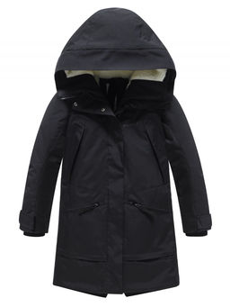 Парка зимняя подростковая для девочки с капюшоном черного цвета 9538Ch - Mtforce фото 8