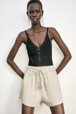 LINEN BLEND BOXER BERMUDA SHORTS - Zara фото 32