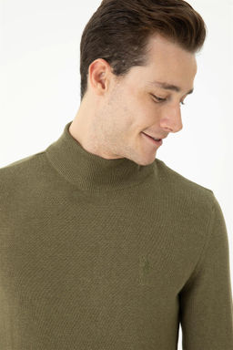 U. S. Polo Assn Мужской базовый свитер хаки меланжевого цвета - U.s. polo assn фото 9