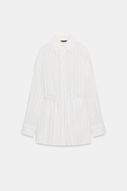 CAMISA LARGA RAYAS CINTUR?N / Blanco / Negro - Zara фото 2