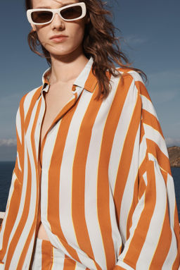 LIMITED EDITION STRIPED OVERSIZE SHIRT - Zara фото 9