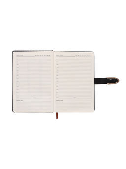 Ежедневник недатированный А5, с хлястиком, 112 листов в линейку, пвх, черный - Simaland фото 9