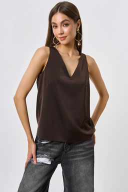 Топ атласный свободного силуэта шоколад