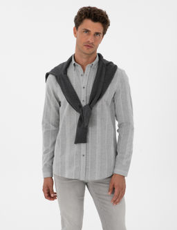 Gri _izgili Regular Fit Desenli G_mlek