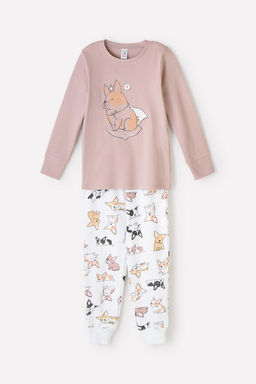 К 1541/24/кофейный,мопсы на сахаре пижама дет