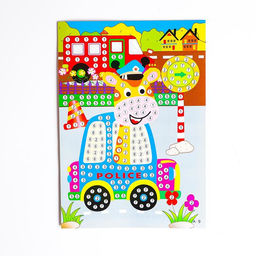 Аппликация круглыми стразами и EVA «Жираф в машине»