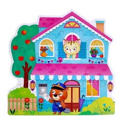 Фигурные пазлы 4 в 1 Весёлые зверята, 9, 12, 15, 20 элементов - Puzzle time фото 4