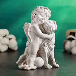 Фигурка полистоун «Ангелочек с собакой», 17×12×10 см