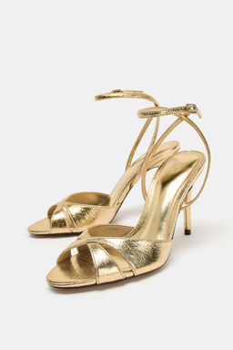 METALLIC EFFECT HIGH-HEEL SANDALS - Zara фото 4