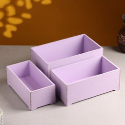 Набор ящиков деревянных Прованс 3 в 1 (25х14,5х10; 23х12,5х9; 21х10х8)см Сиреневый