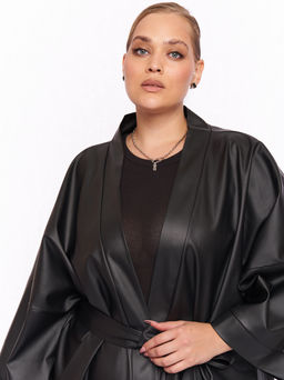 Кардиган кожаный KA04209BLK01