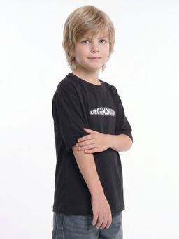 Футболка с белым принтом 22-9025 черный - Mini maxi фото 2