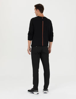 Siyah Slim Fit Beli Lastikli Kanvas Pantolon